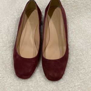 J. Crew | Evelyn Suede Chunky Heels Burgundy Size 7.5 very good condition